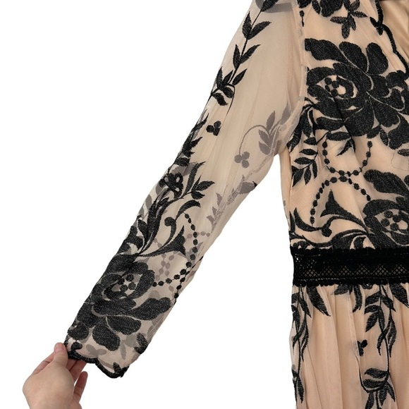 NWT A Beautiful Soul Arula Sz X 10/12 Sheer Floral Vneck Long Sleeve Maxi Dress - Picture 4 of 16